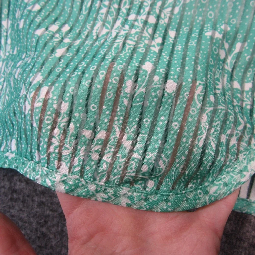 Vtg Sears Jacket‎ Womens 20 Aqua White Stripe Floral Sheer Open Front Retro Glam